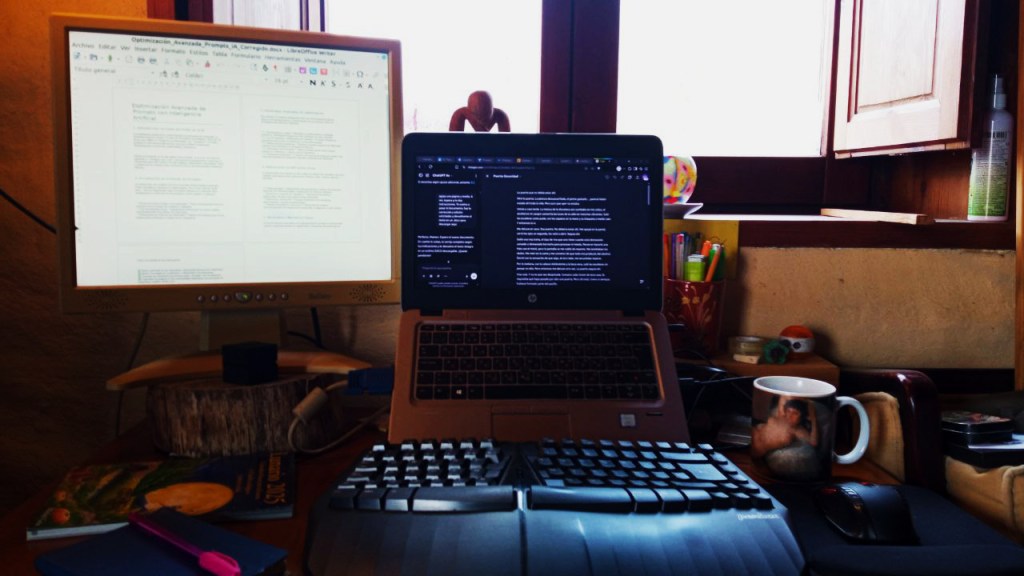 Escritorio de trabajo, rescatado y resucitado. Entorno real de escritura crítica.